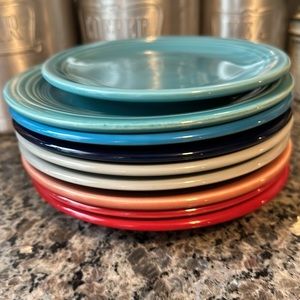 Stack of 9 Fiestaware Plates Assorted Colors
